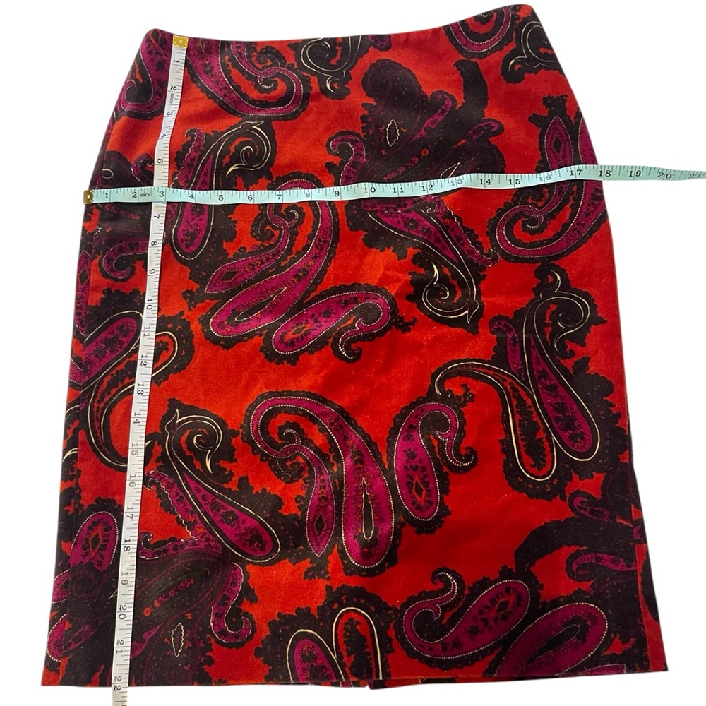 Talbots Paisley Velvet Texture Pencil Skirt Size 2 - Picture 3 of 9